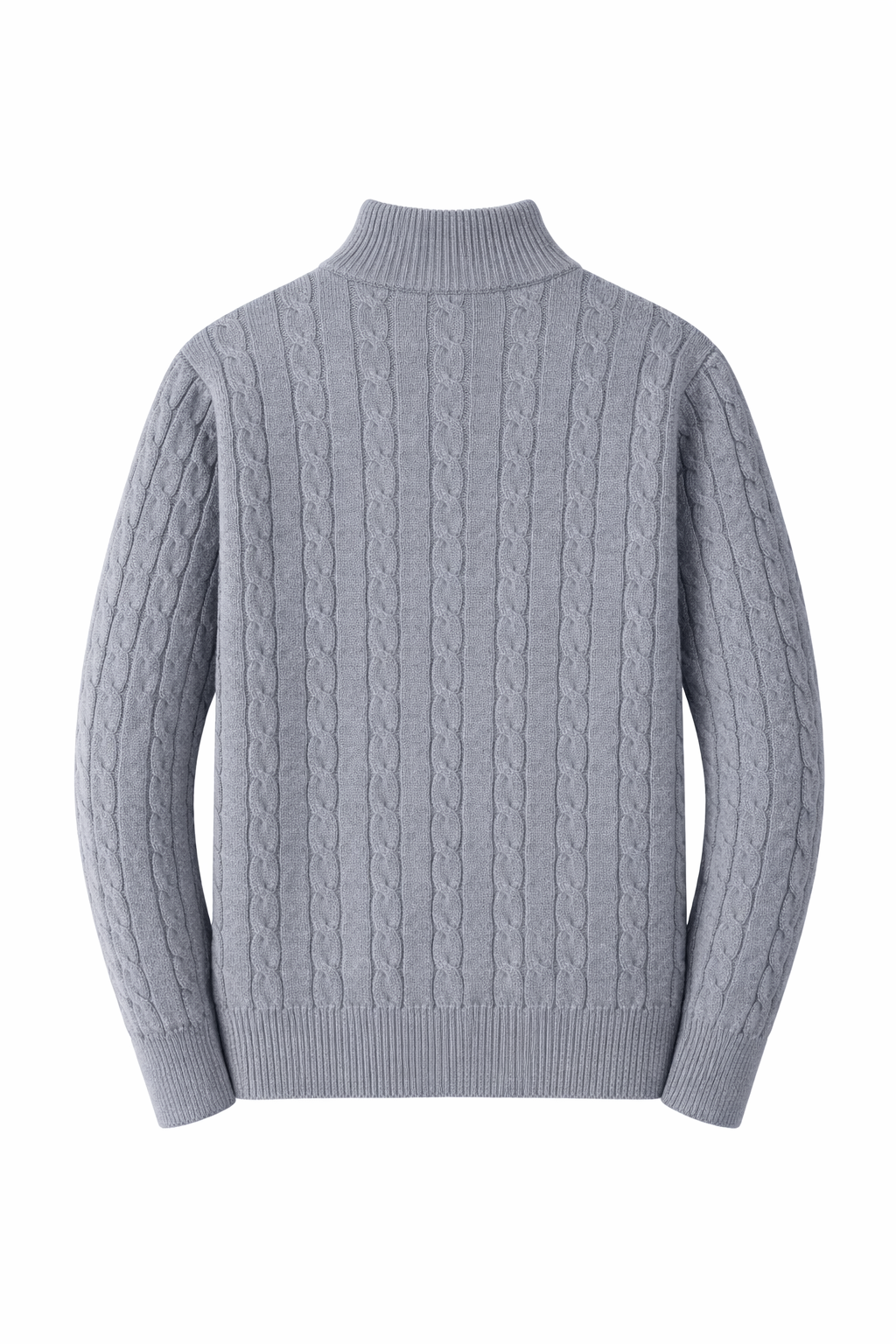 Grå Kabelstrikket Half-Zip Genser – Bastoni