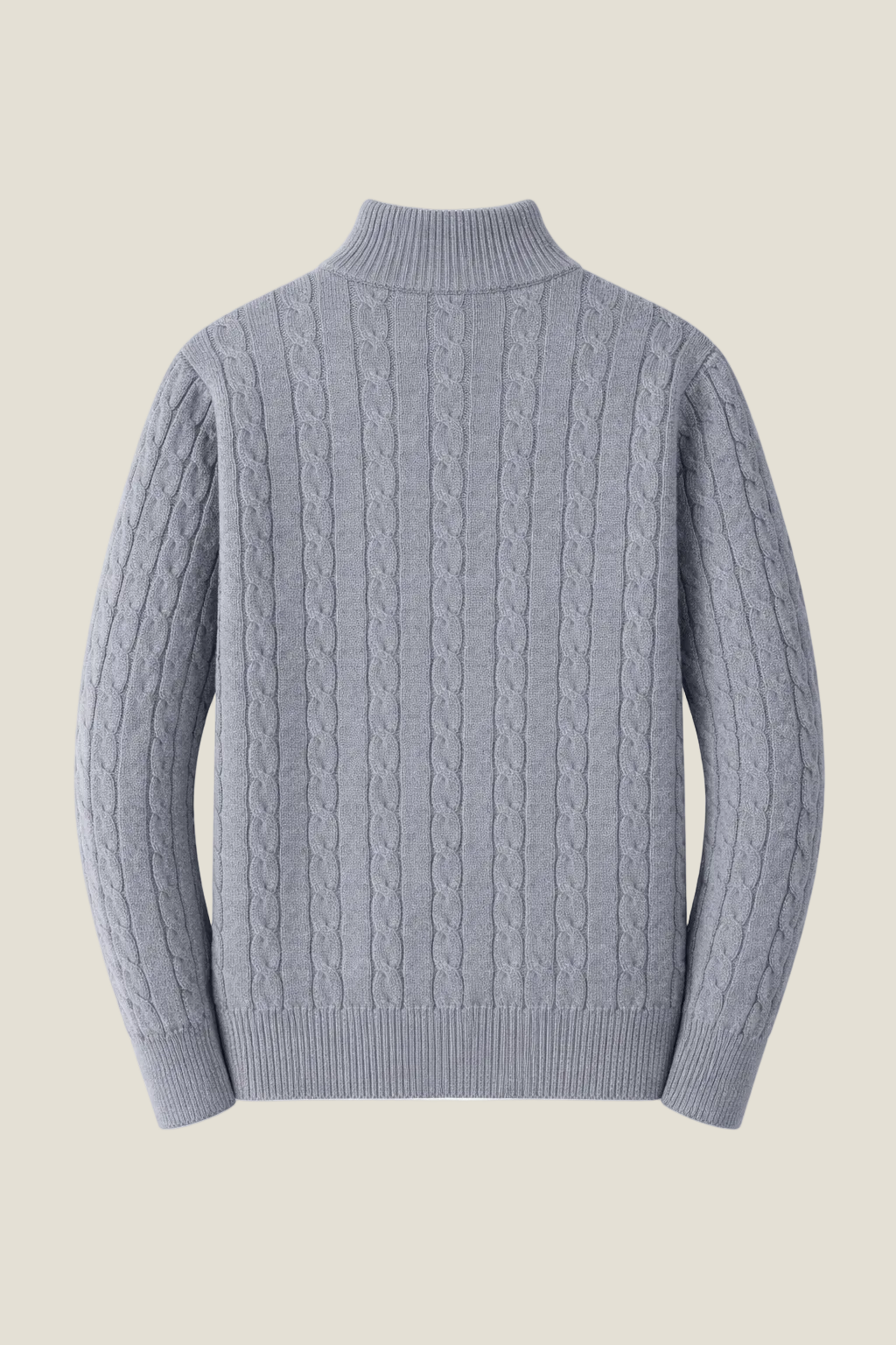 Grå Kabelstrikket Half-Zip Genser – Bastoni