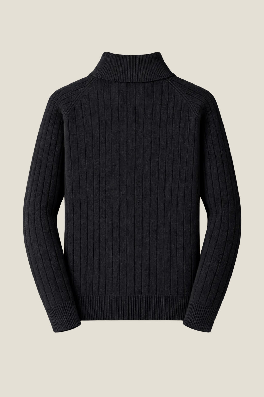 Svart Ribbestrikket Quarter-Zip Genser – Bastoni