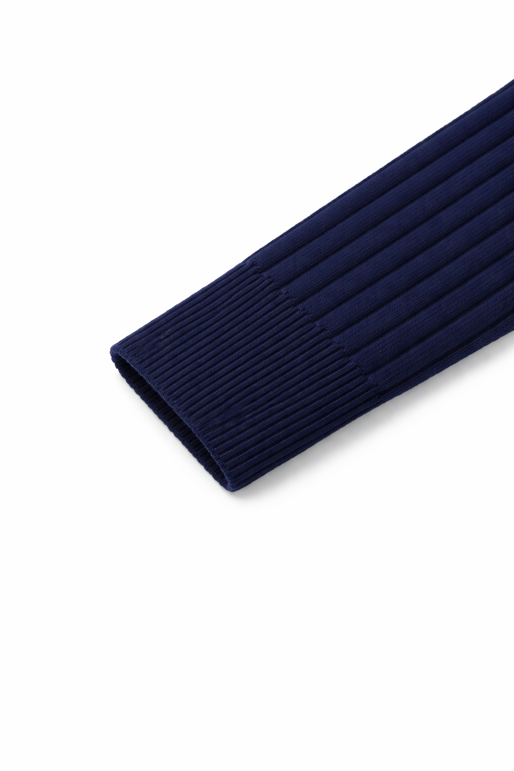 Navy Ribbestrikket Quarter-Zip Genser – Bastoni