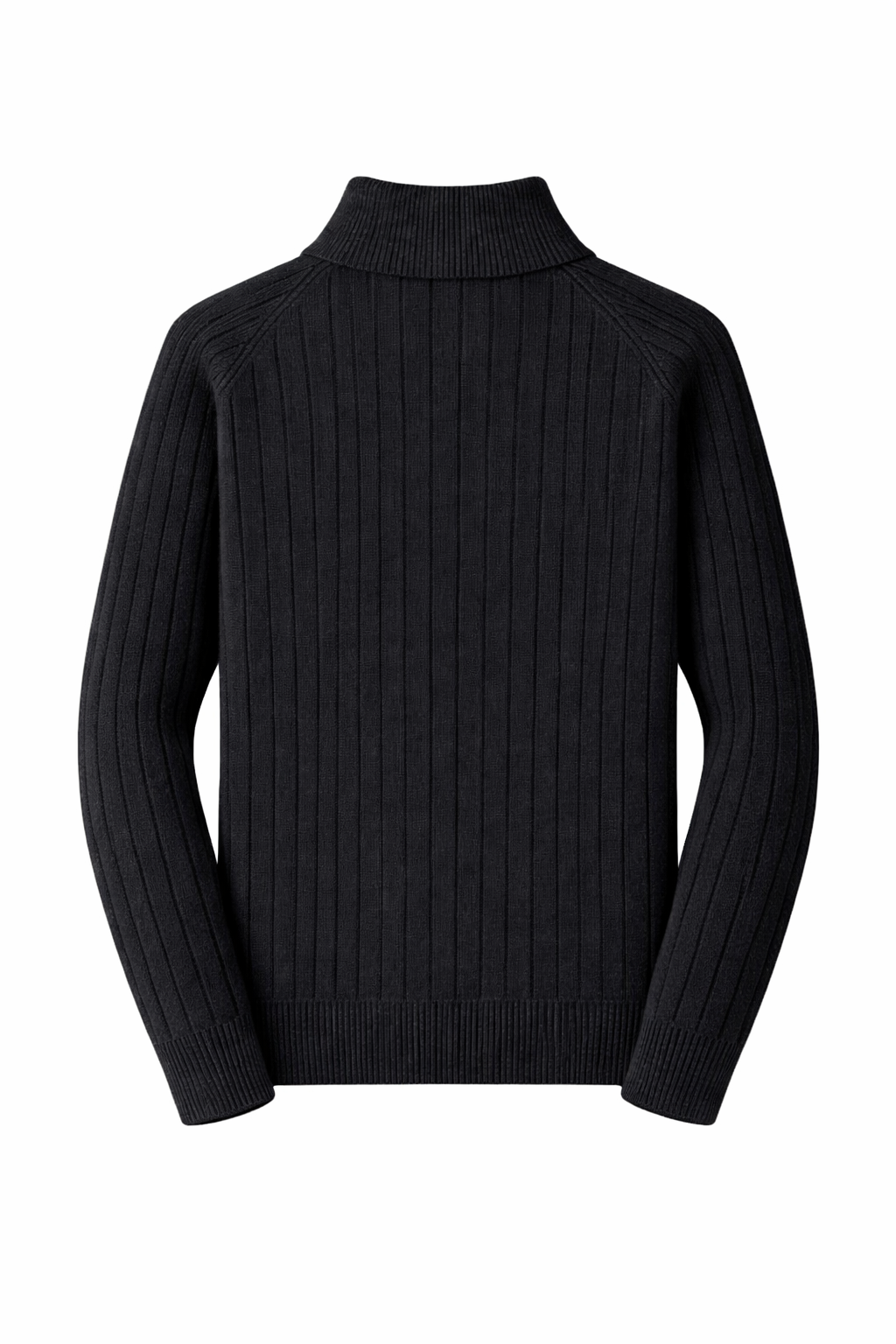 Svart Ribbestrikket Quarter-Zip Genser – Bastoni
